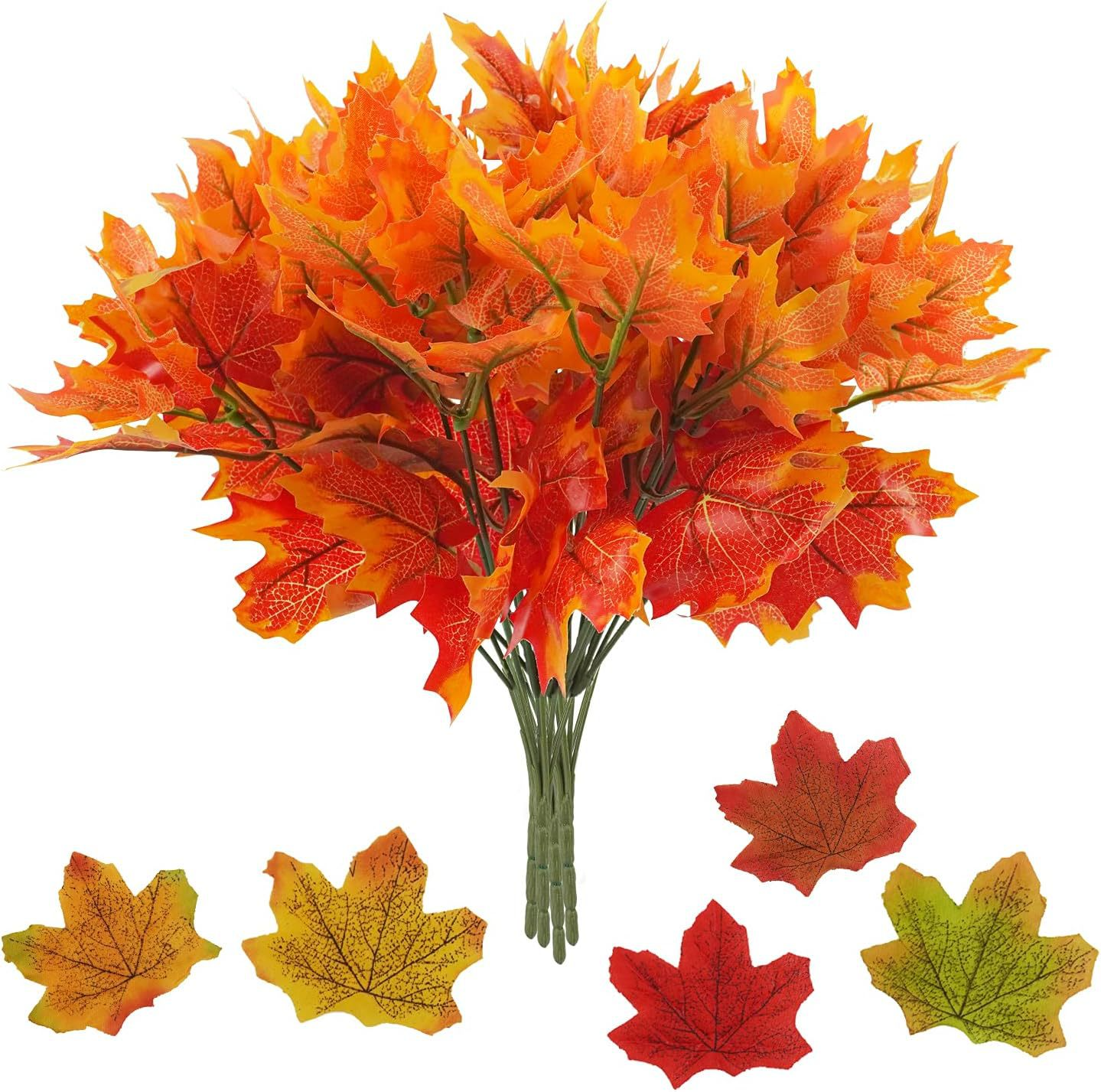 Artificial Maple Leaf Branch Autumn Faux Fall Flower Thanksgiving Home Decor
