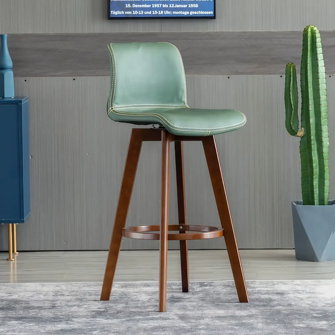 Saddle Seat Leather Counter Height Low Back Swivel Bar Stools