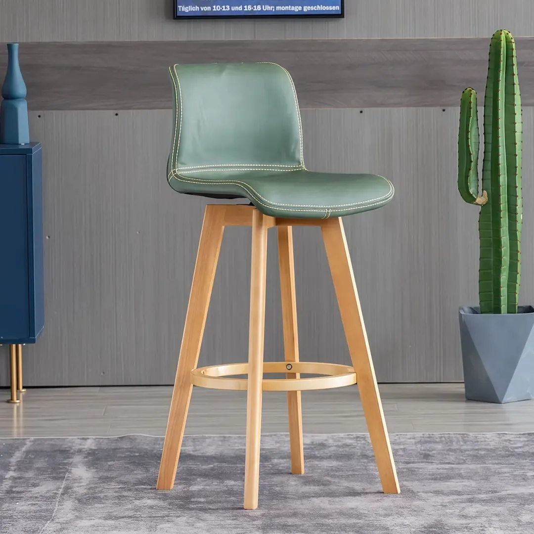Saddle Seat Leather Counter Height Low Back Swivel Bar Stools