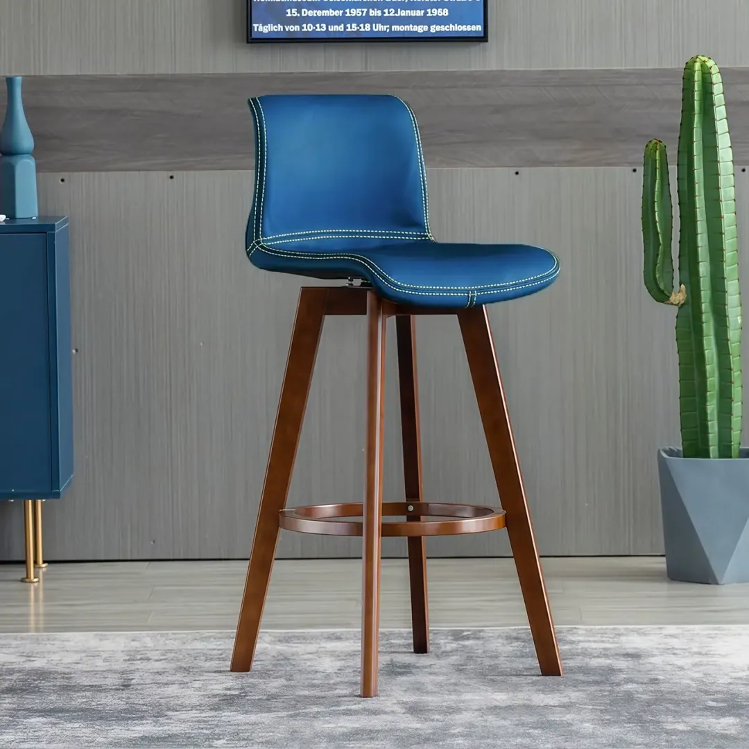 Saddle Seat Leather Counter Height Low Back Swivel Bar Stools