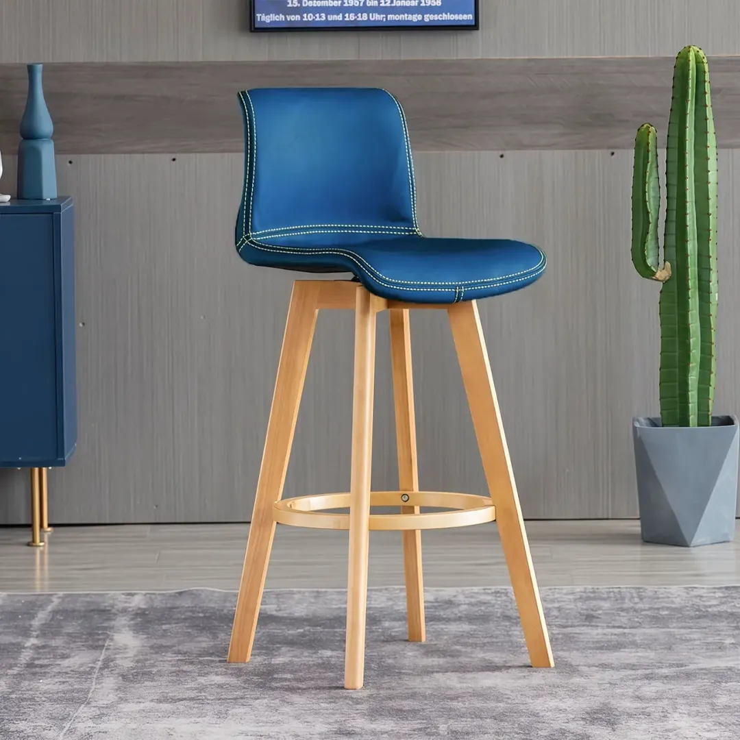 Saddle Seat Leather Counter Height Low Back Swivel Bar Stools