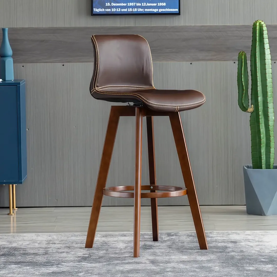 Saddle Seat Leather Counter Height Low Back Swivel Bar Stools