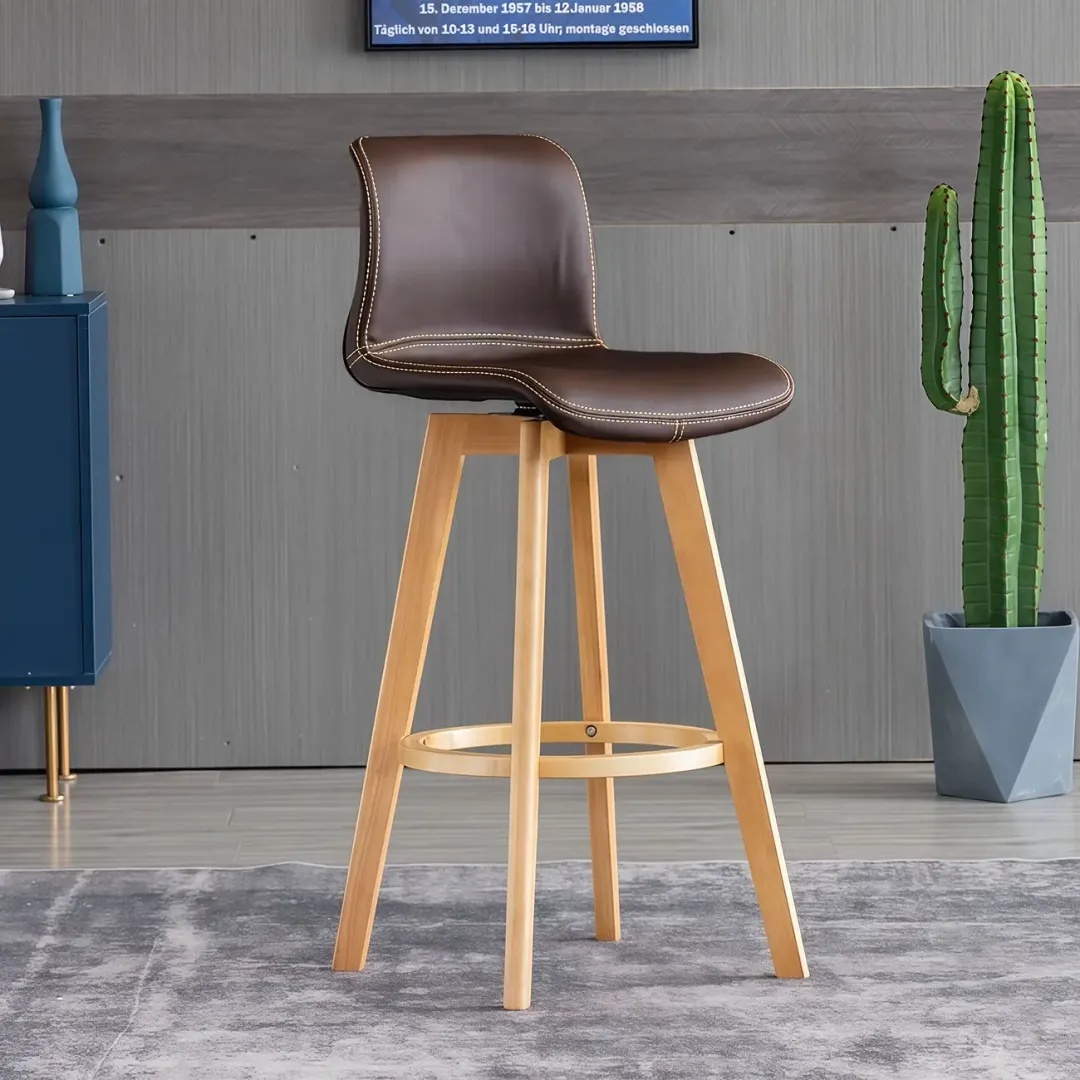 Saddle Seat Leather Counter Height Low Back Swivel Bar Stools