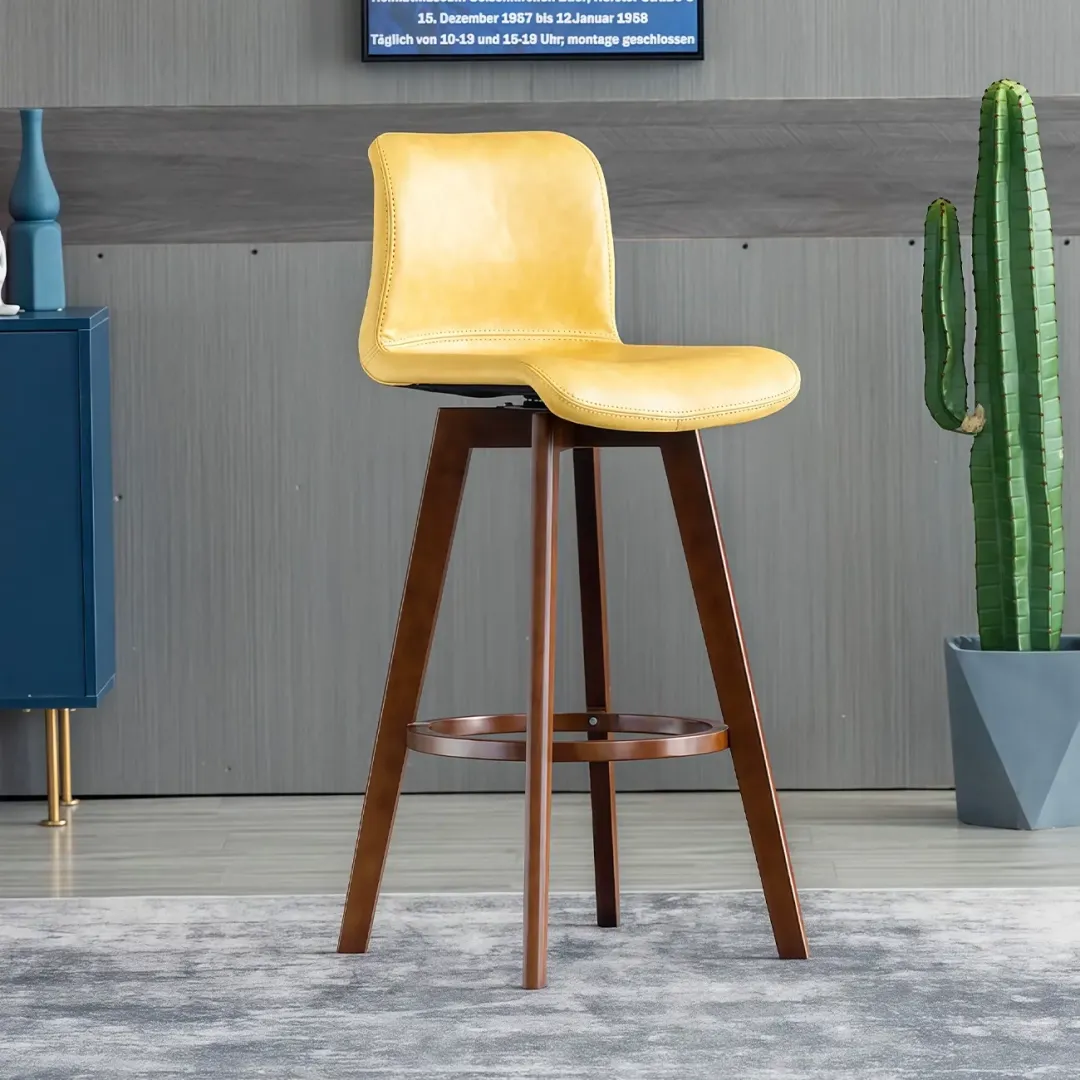 Saddle Seat Leather Counter Height Low Back Swivel Bar Stools