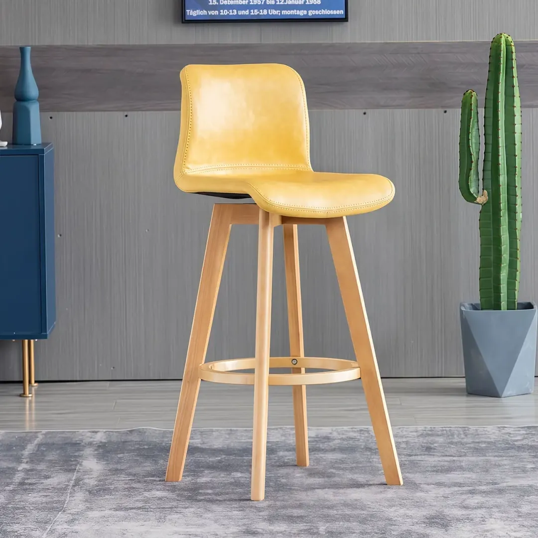 Saddle Seat Leather Counter Height Low Back Swivel Bar Stools
