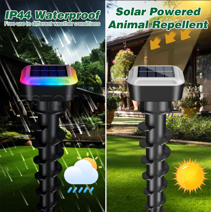 Solar Spiral Ultrasonic Snake & Rodent Repeller for Outdoor Use