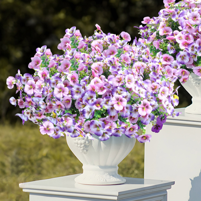 Artificial Pansy Eucalyptus Flowers Home Wedding Decor Faux Plant