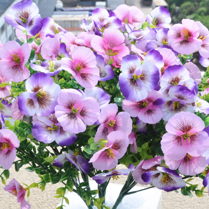 Artificial Pansy Eucalyptus Flowers Home Wedding Decor Faux Plant