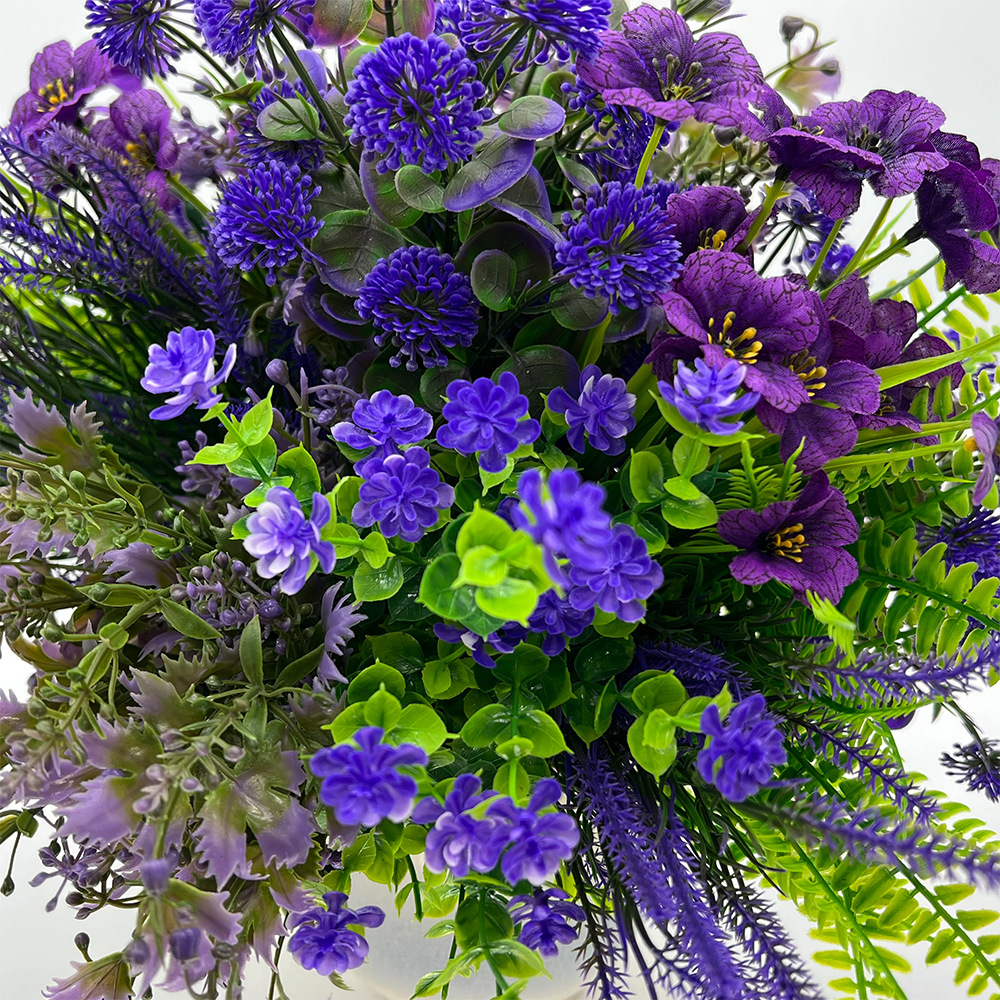 Artificial UV-Resistant Deep Violet & Lavender Hanging Basket Flower Kit