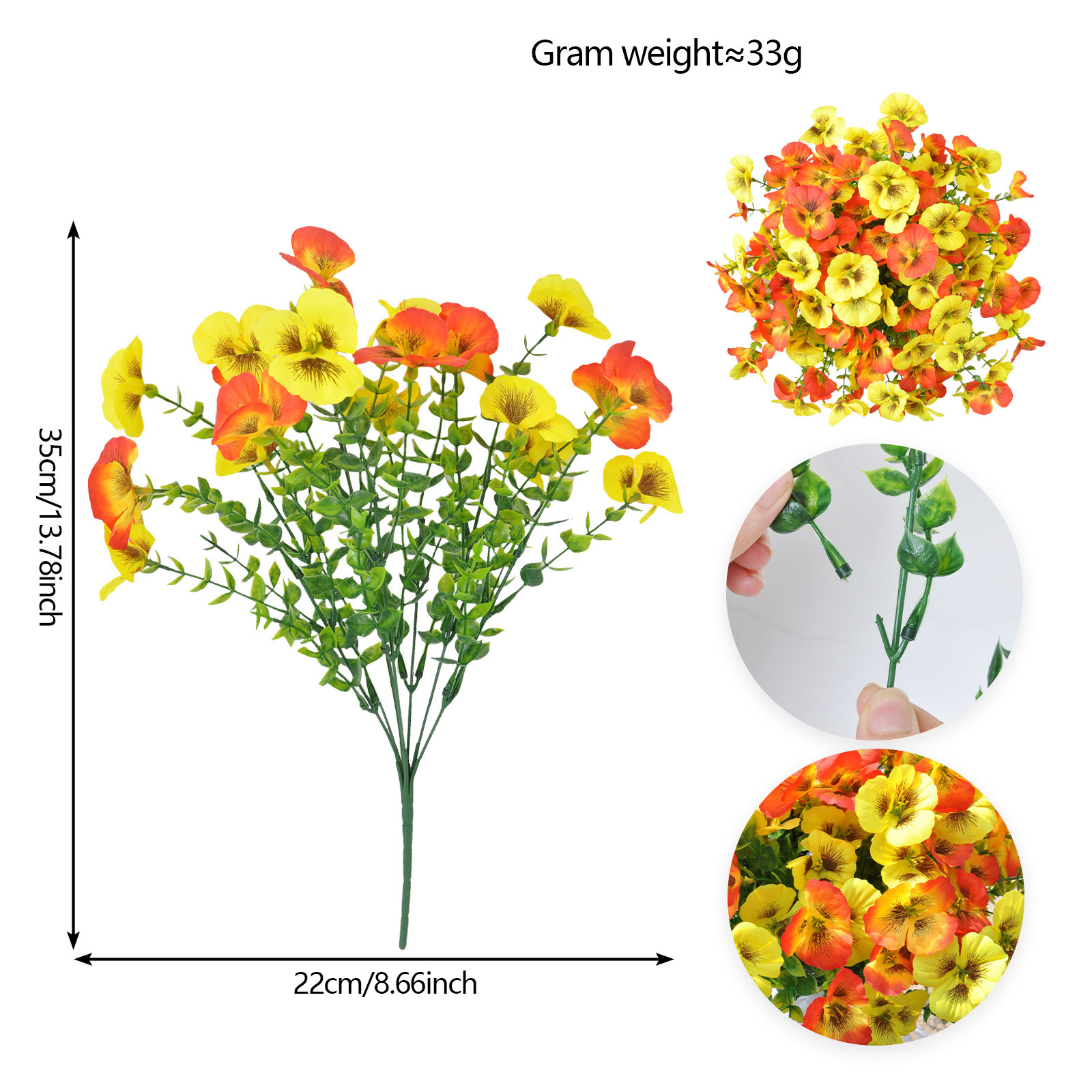 Artificial Pansy Eucalyptus Flowers Home Wedding Decor Faux Plant