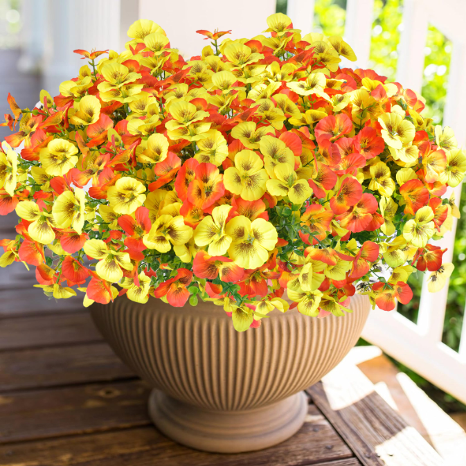 Artificial Pansy Eucalyptus Flowers Home Wedding Decor Faux Plant