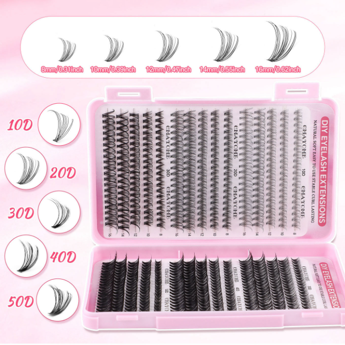 640 Pcs Cluster Eyelash Extension Kit
