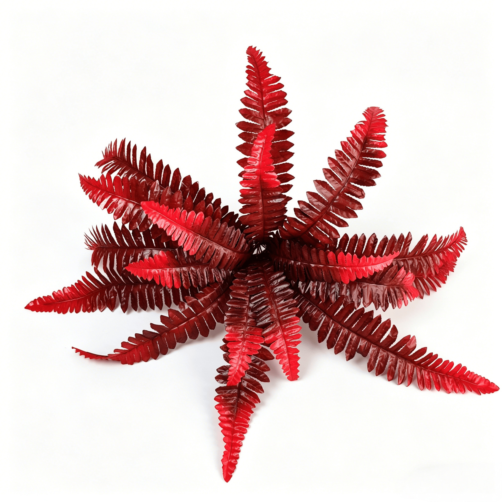 Autumn Crimson Boston Fern Artificial Plant Faux Hanging Decor