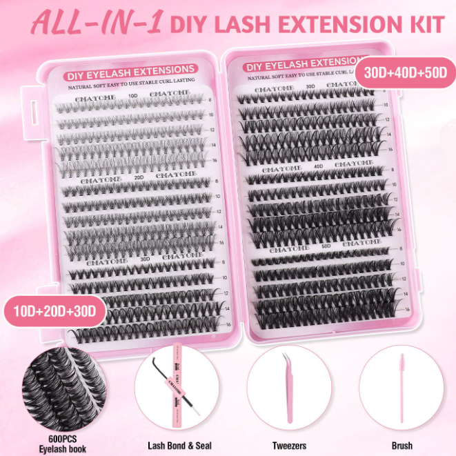 640 Pcs Cluster Eyelash Extension Kit
