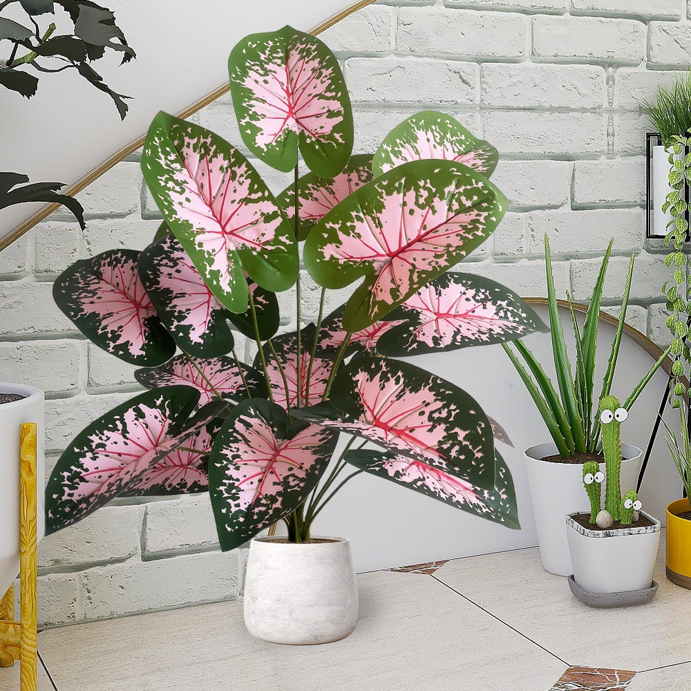 Artificial Pink Caladium Leaf Tree for Home & Wedding Decoration