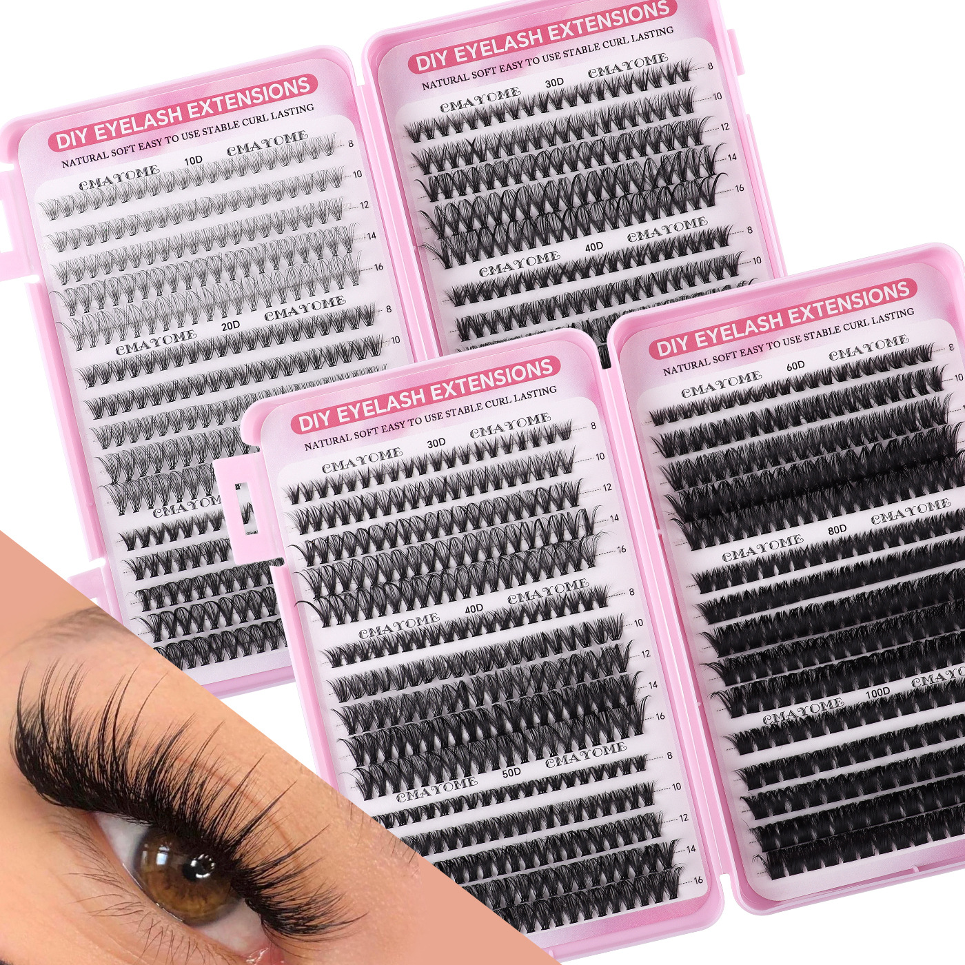 640 Pcs Cluster Eyelash Extension Kit