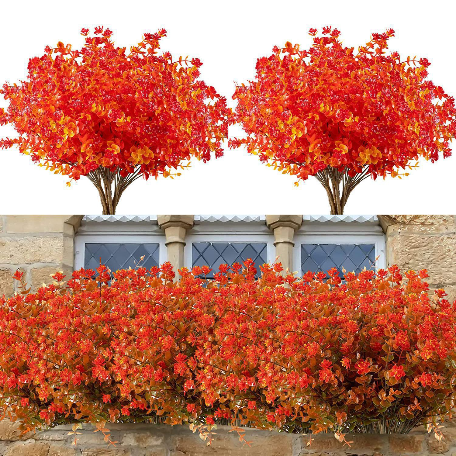 Artificial Autumn Eucalyptus & Camellia Plant for Home and Outdoor Decor