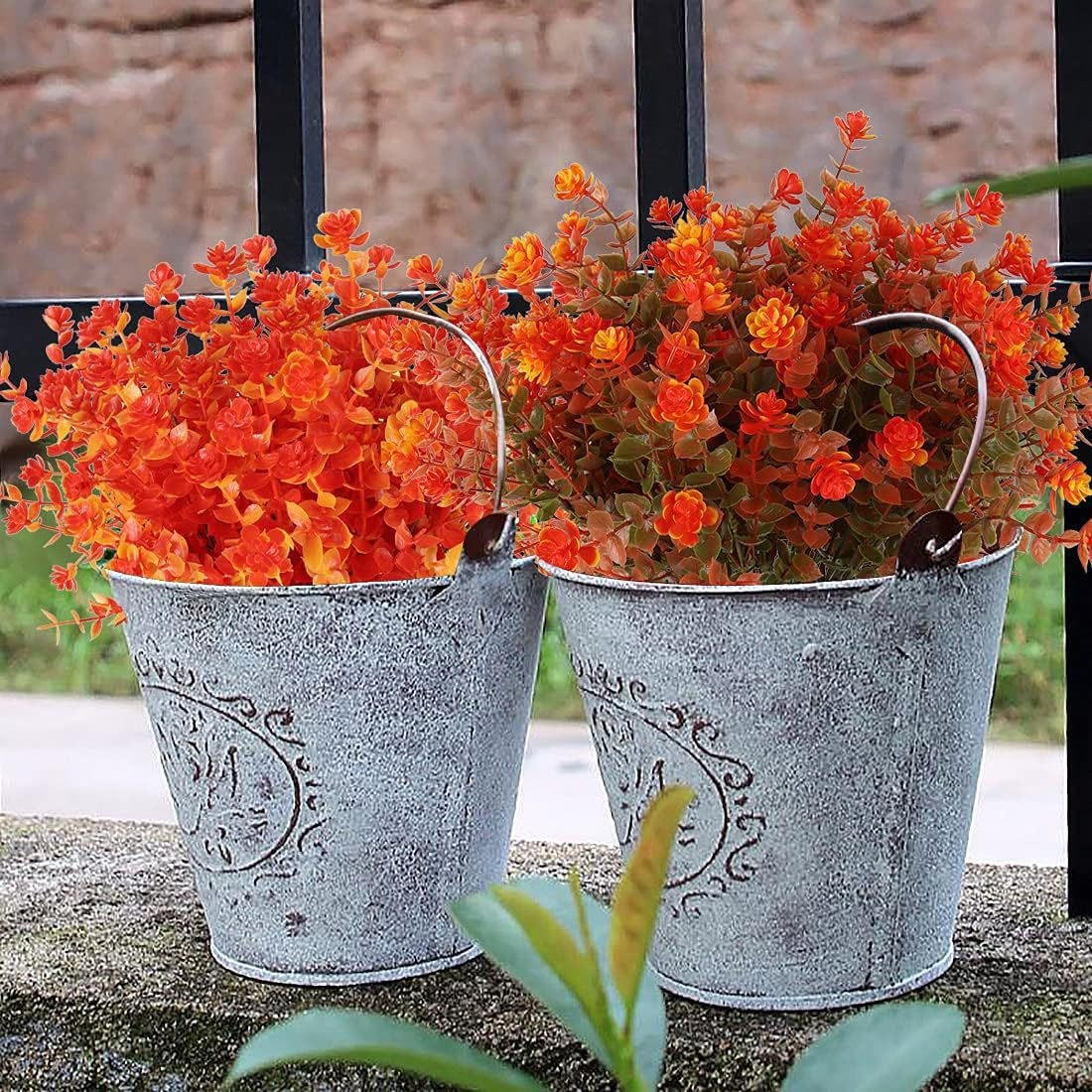 Artificial Autumn Eucalyptus & Camellia Plant for Home and Outdoor Decor