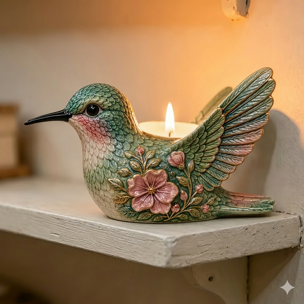 Hummingbird Candle Holder Resin Decorative Figurine