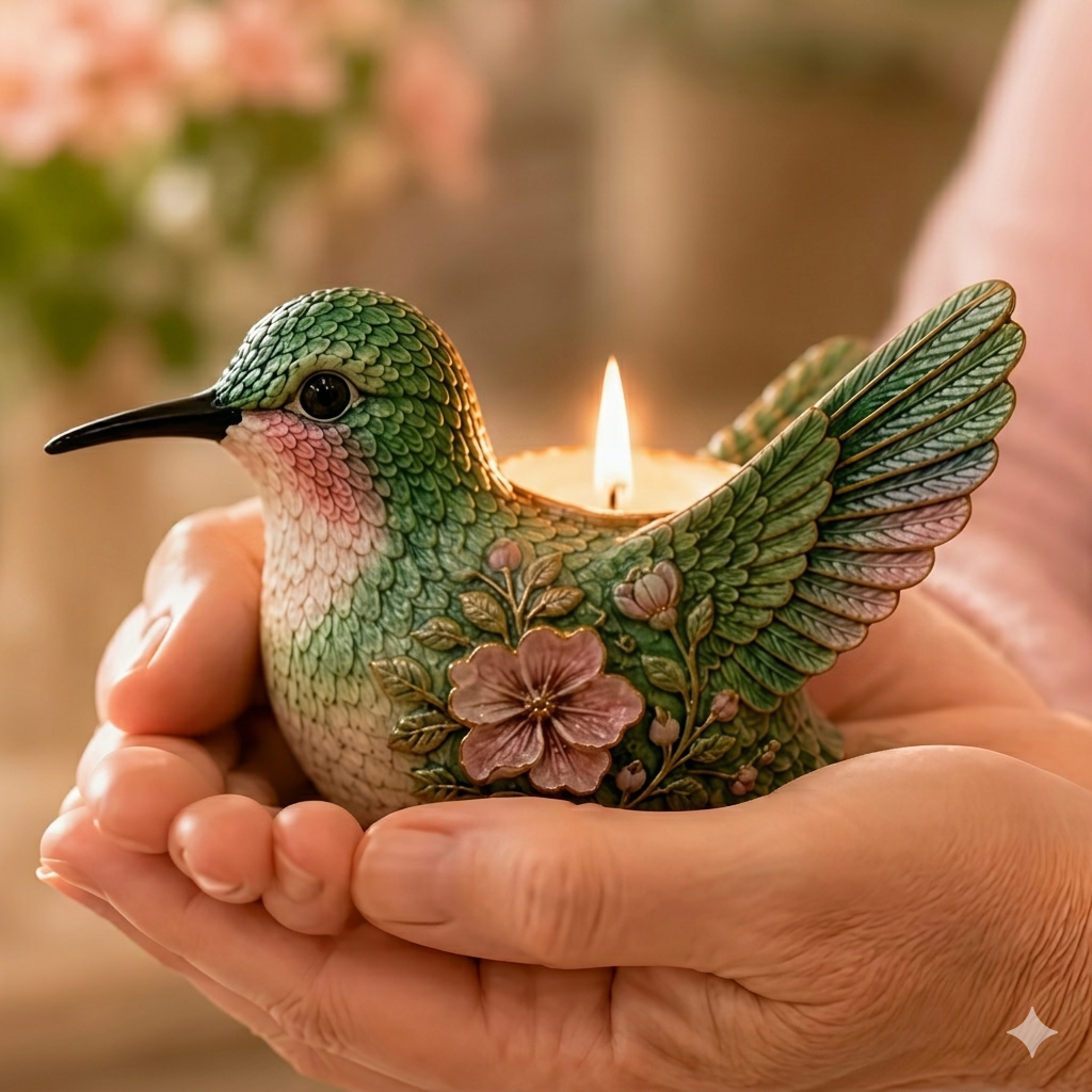 Hummingbird Candle Holder Resin Decorative Figurine