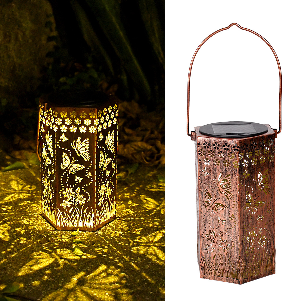 Waterproof Solar Lantern Table Lamp with Hollow Projection for Garden & Patio Decor