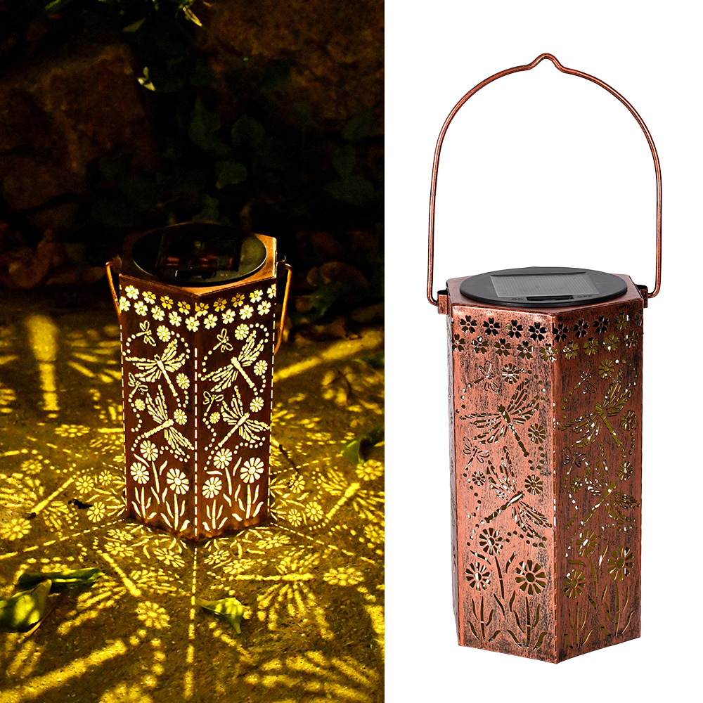 Waterproof Solar Lantern Table Lamp with Hollow Projection for Garden & Patio Decor
