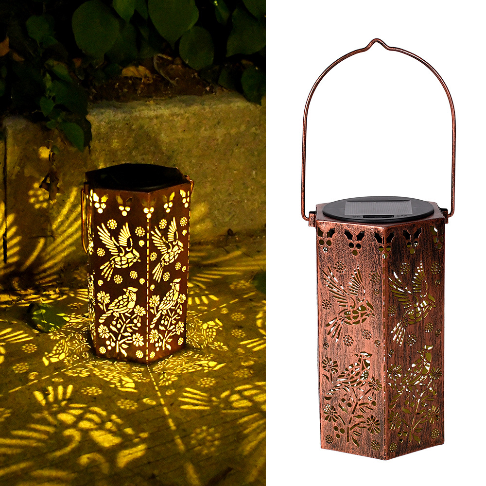 Waterproof Solar Lantern Table Lamp with Hollow Projection for Garden & Patio Decor