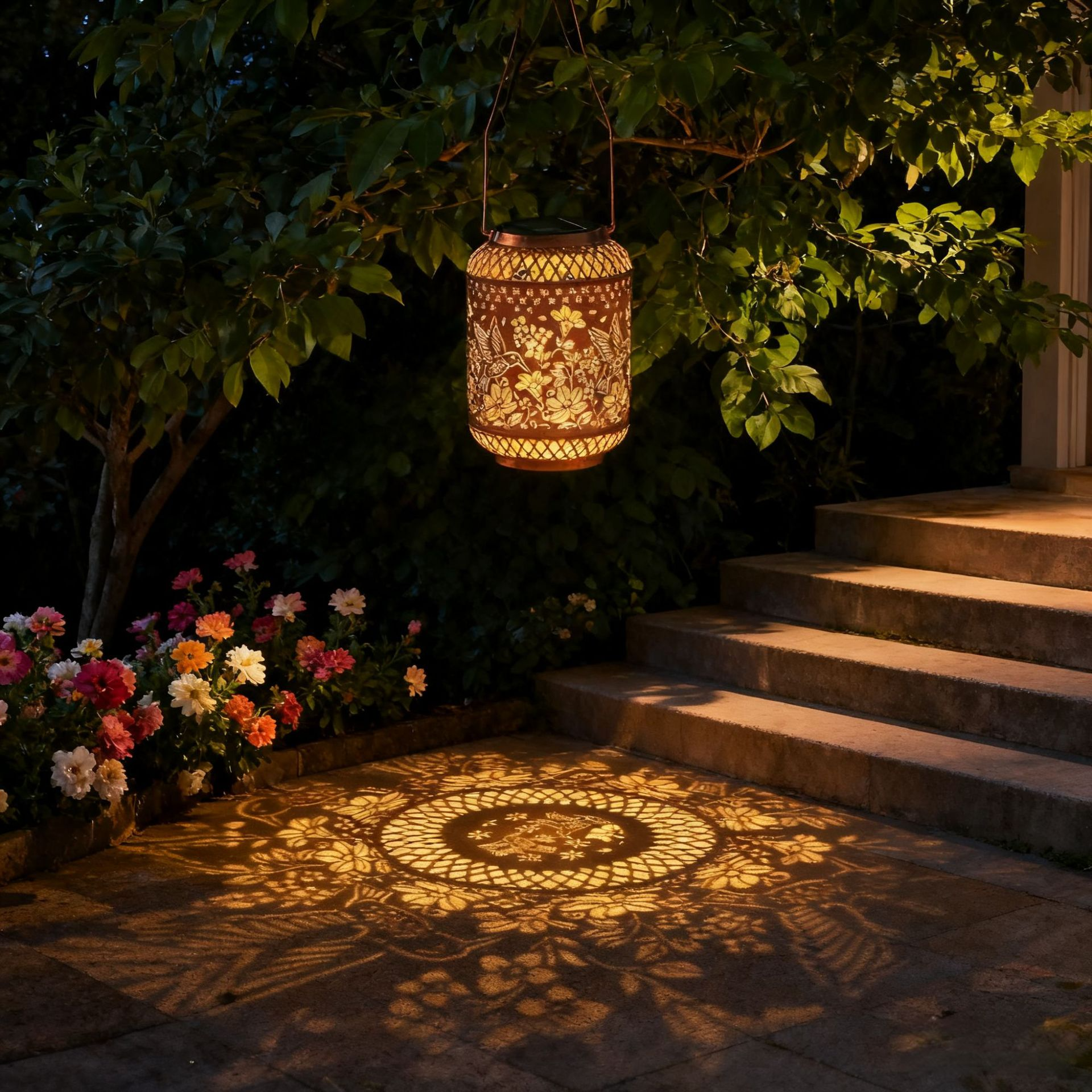 Solar Hummingbird Lantern Outdoor Hanging Light