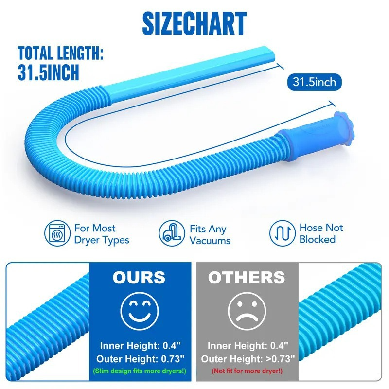 Dryer Vent Cleaner Kit for Vacuum, Lint Remover Brush for Dryer Vent Cleaning