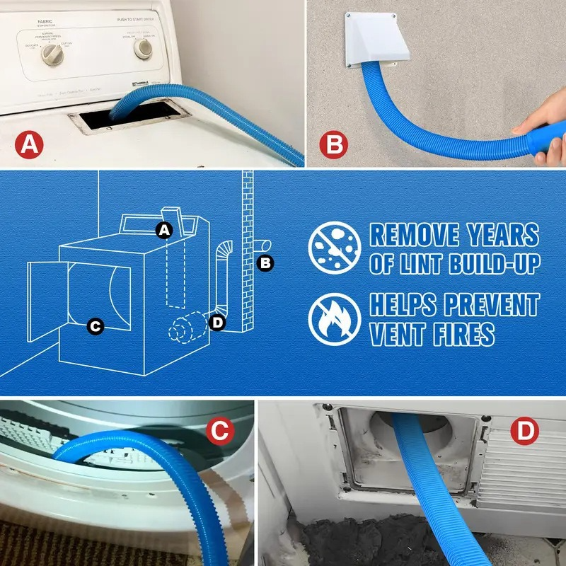 Dryer Vent Cleaner Kit for Vacuum, Lint Remover Brush for Dryer Vent Cleaning
