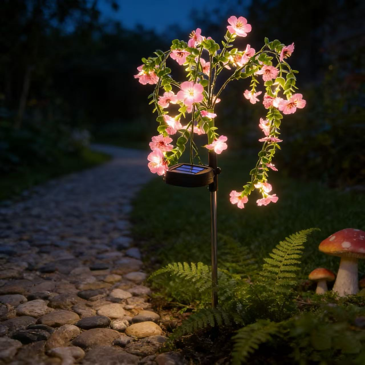 Solar LED Artificial Morning Glory Vine Stake Light for Outdoor Garden Decoration