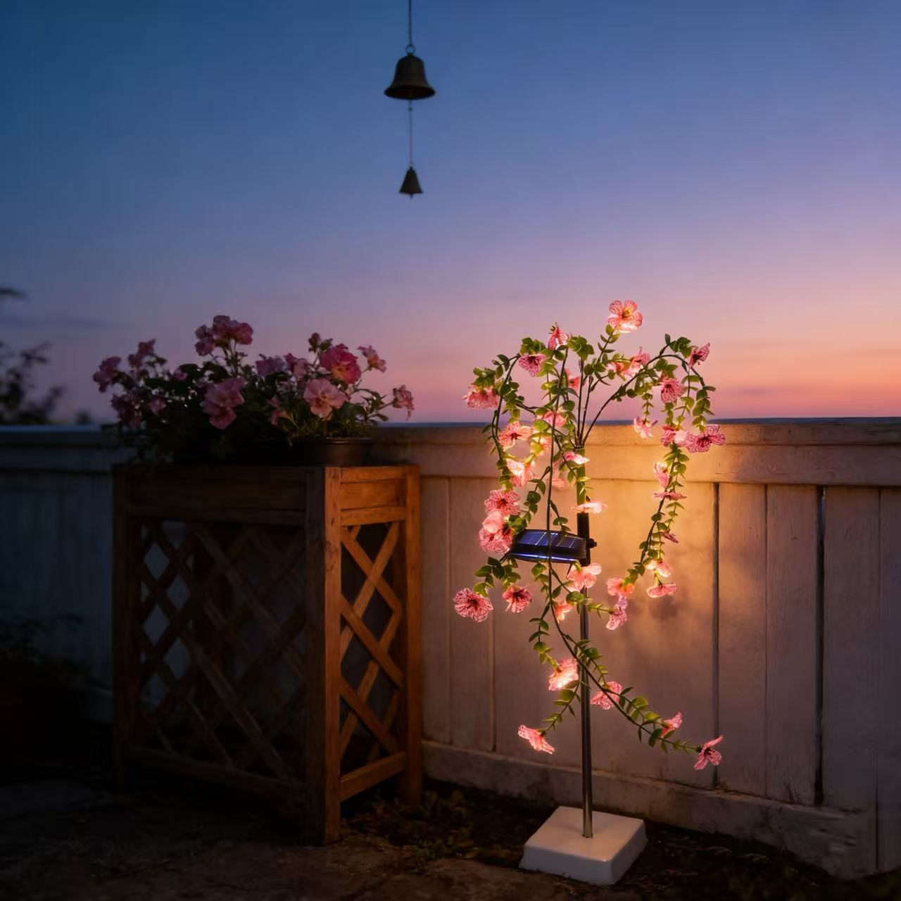 Solar LED Artificial Morning Glory Vine Stake Light for Outdoor Garden Decoration