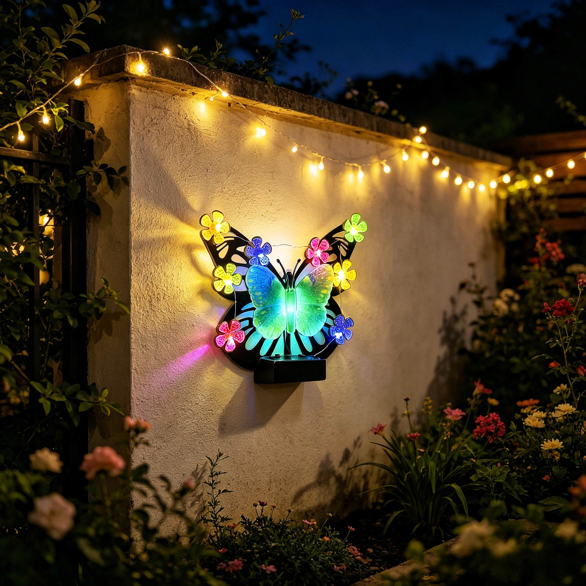 Green Solar Outdoor Waterproof Butterfly Wall Light