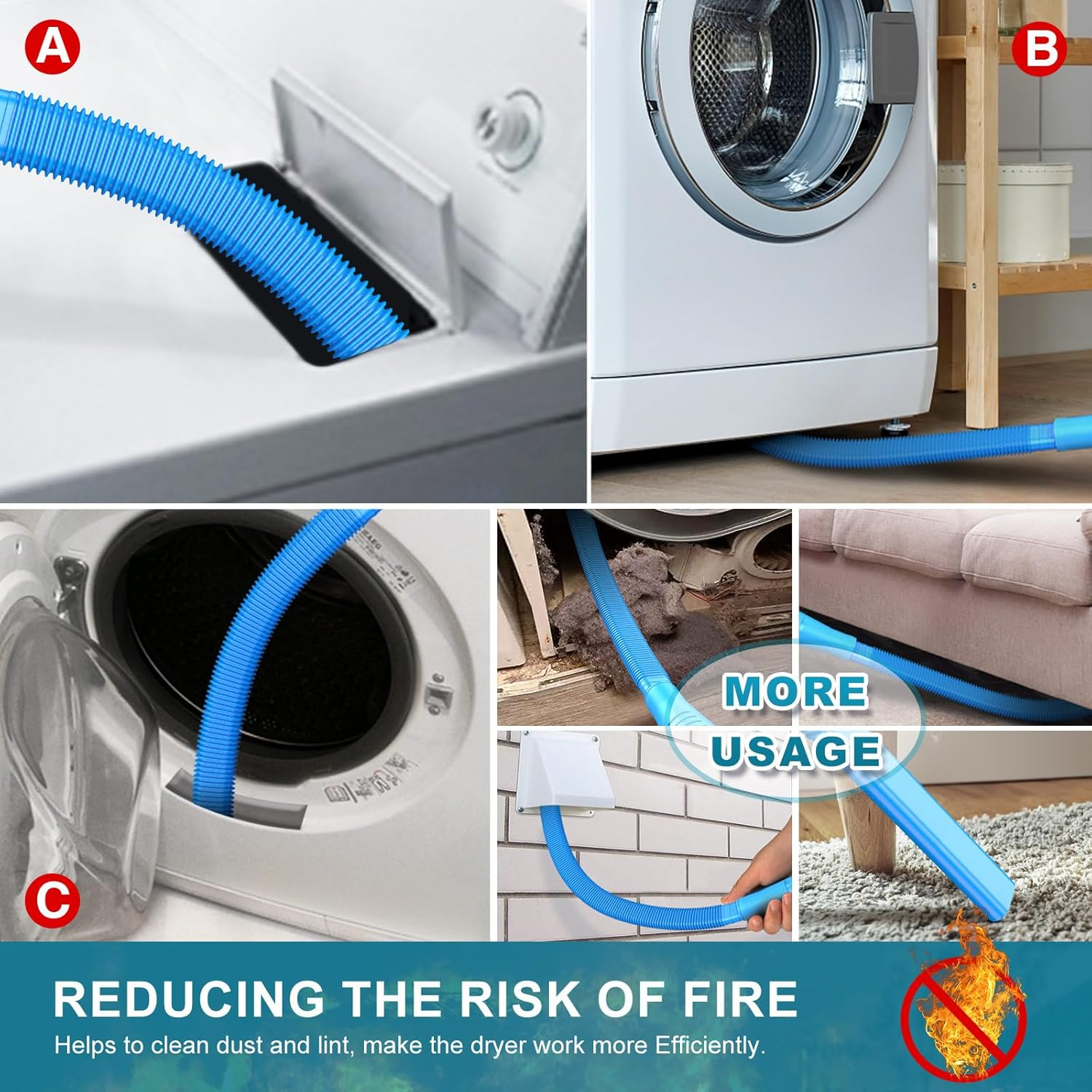 Dryer Vent Cleaner Kit for Vacuum, Lint Remover Brush for Dryer Vent Cleaning