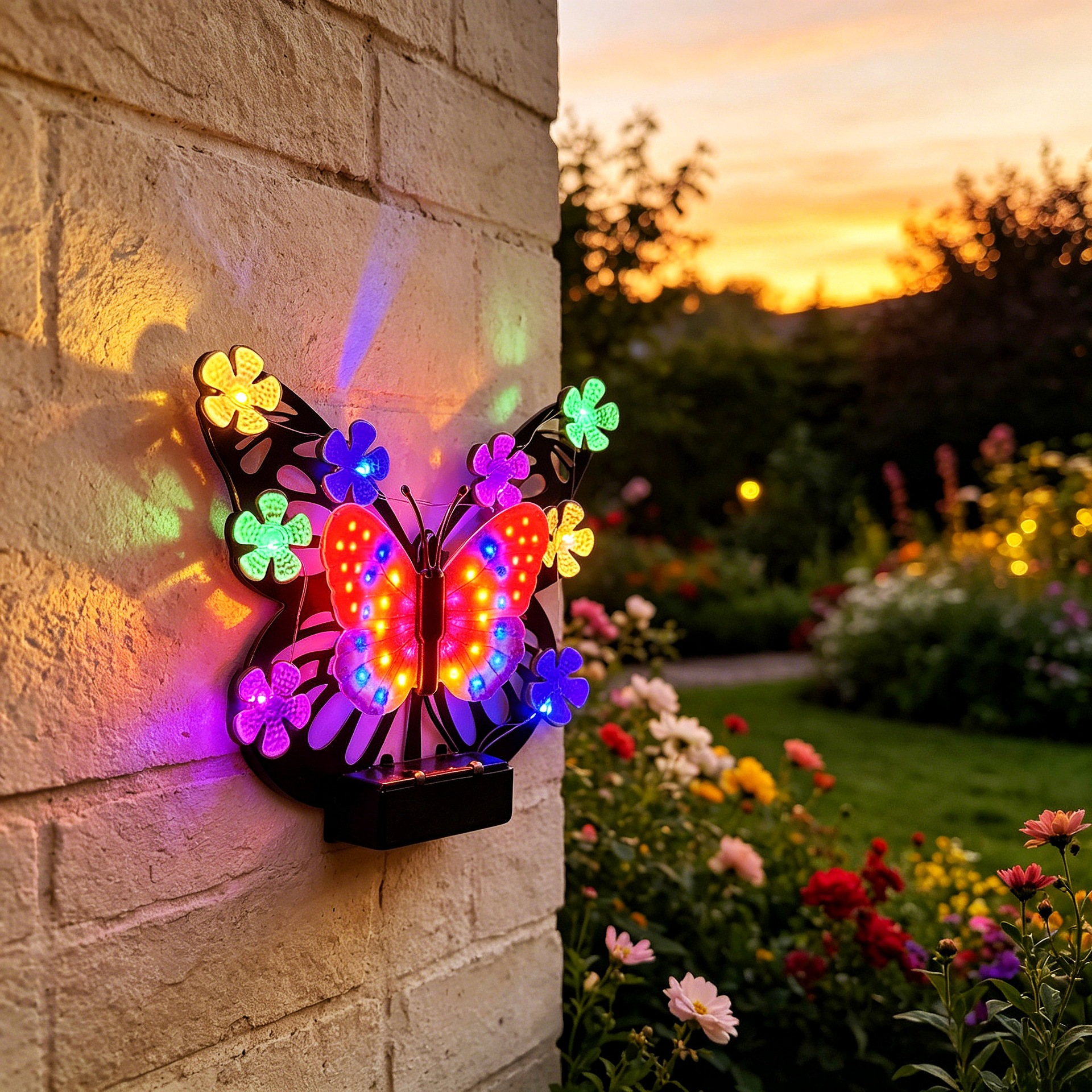 Solar Powered Light-Up Butterfly Outdoor Wall Decor
