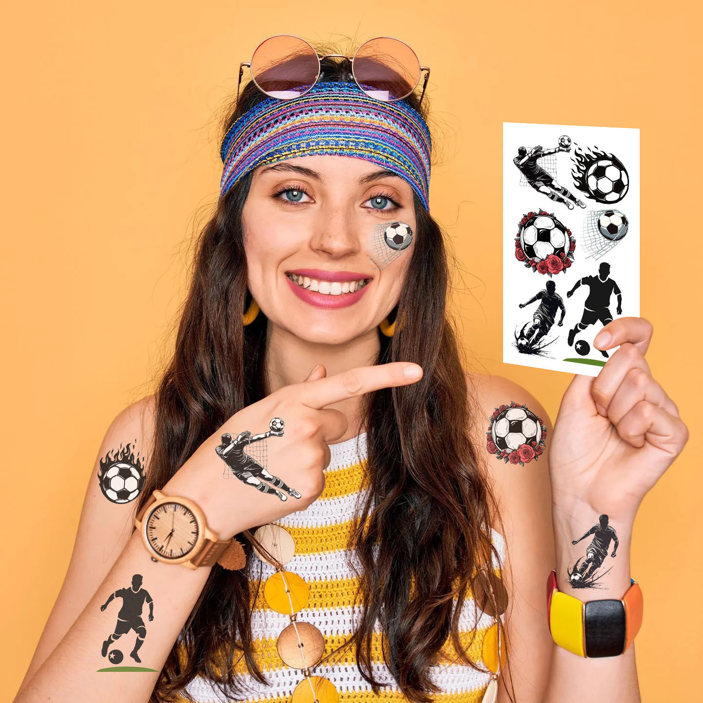 2026 World Cup Waterproof Soccer Tattoo Stickers for Face & Body