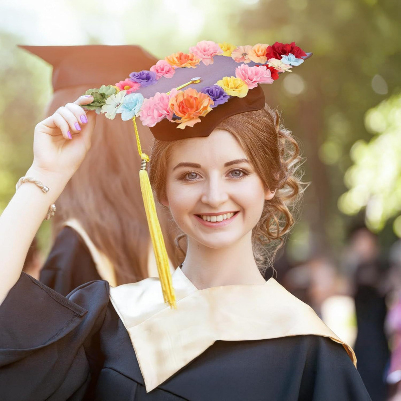 DIY Graduation Cap Silk Flower Decoration Photo Prop