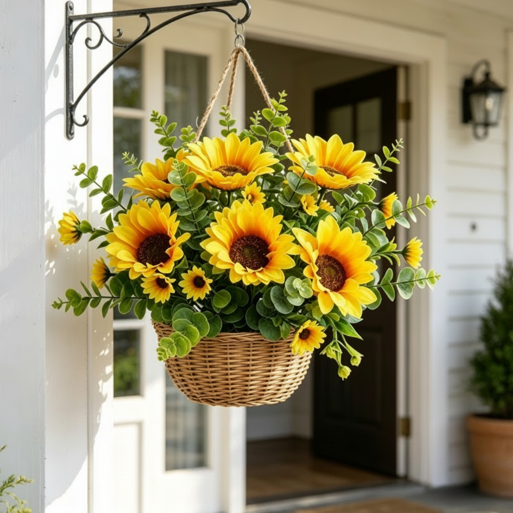 Sunflower & Eucalyptus Artificial Bouquet – Home Decor, Wedding, Wall Hanging