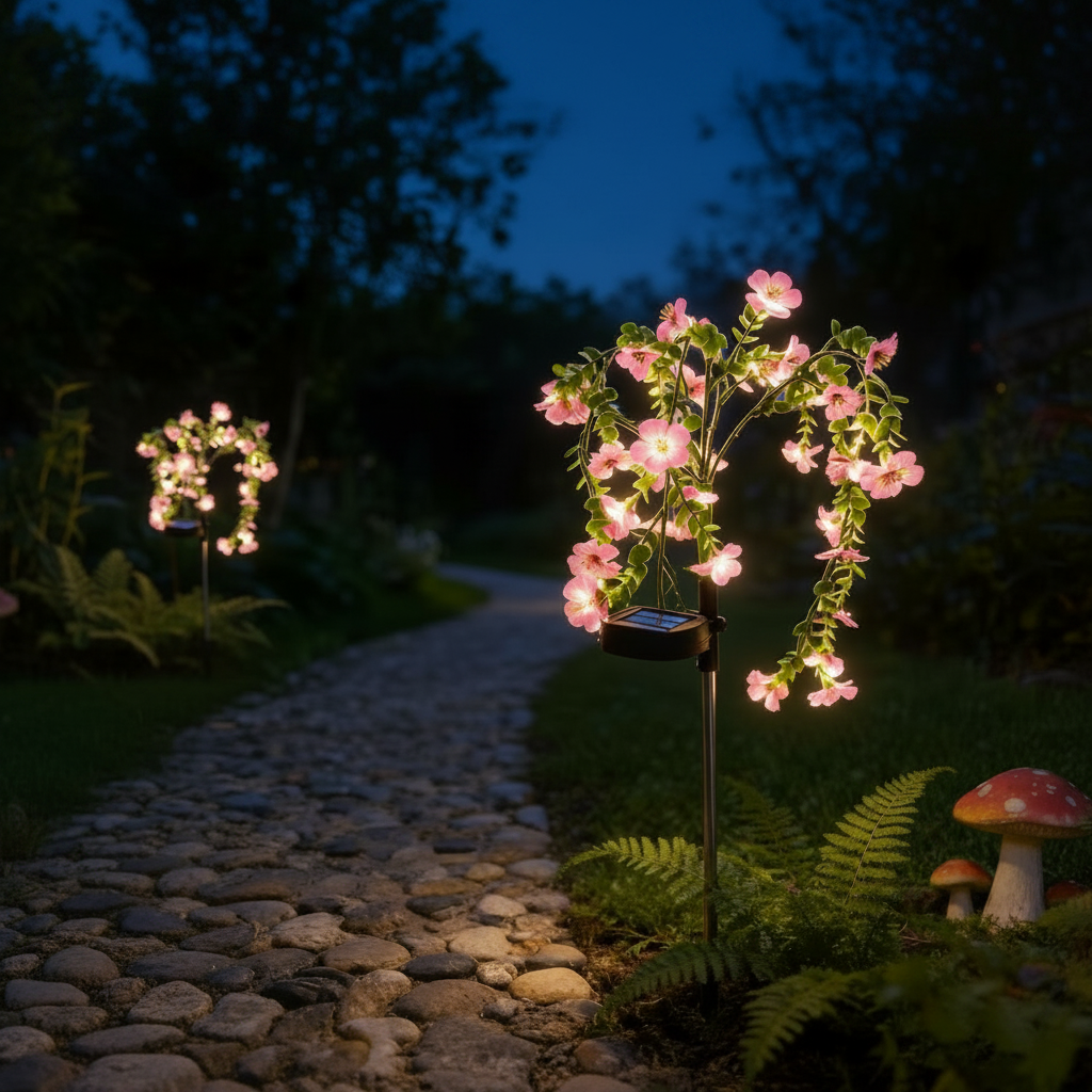 Solar LED Artificial Morning Glory Vine Stake Light for Outdoor Garden Decoration