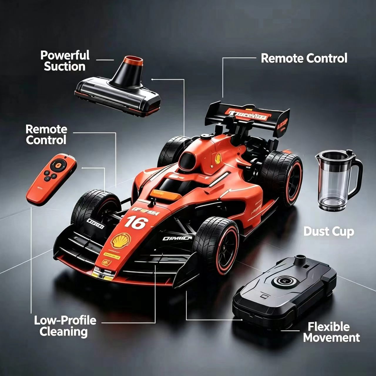 RaceVac Racing Robo Vac – Formula Race Car Remote Control Vacuum Cleaner