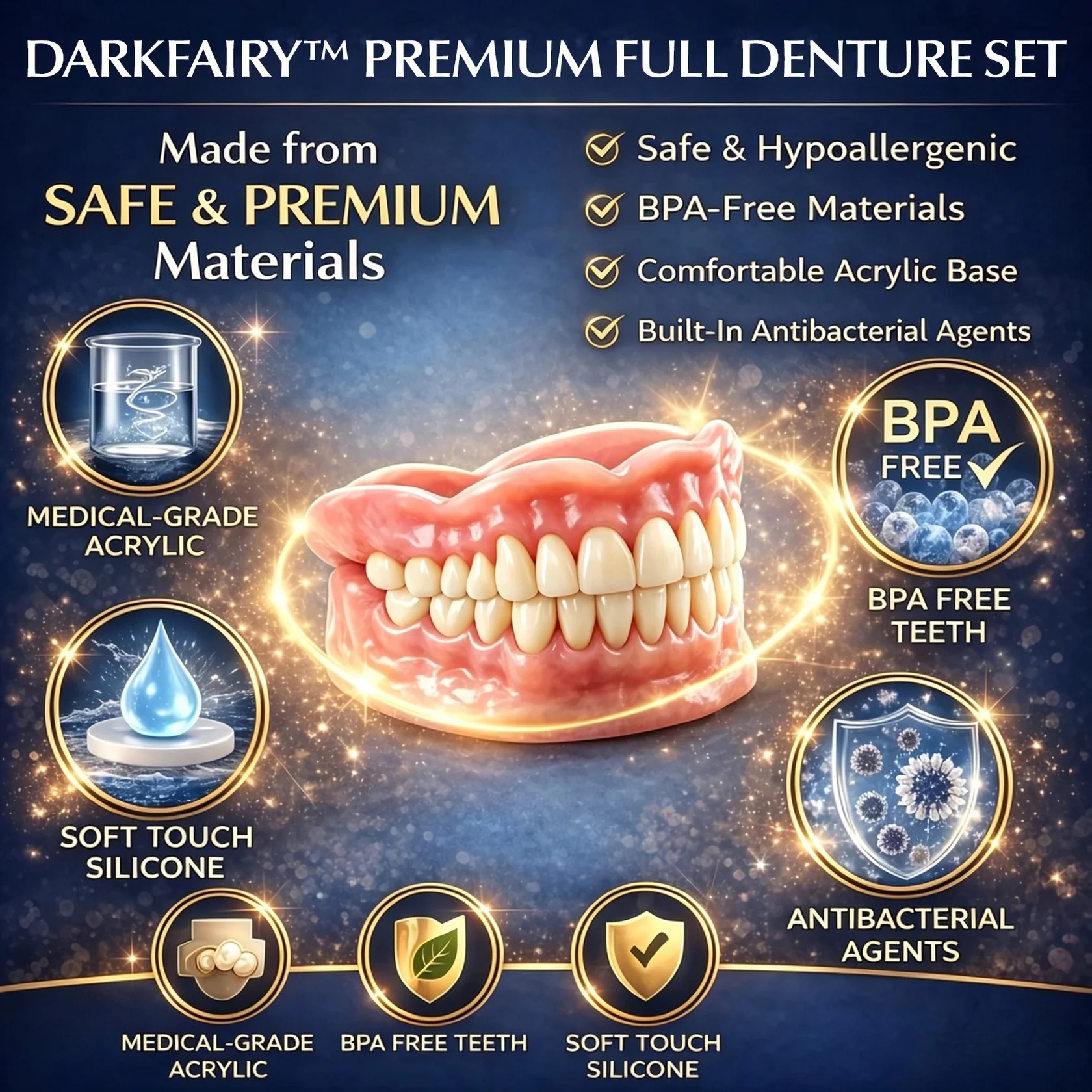 Premium Full Denture Care Kit – Denture Cleaning & Storage Set with Cleaning Tools, Portable Denture Maintenance Kit for Daily Care