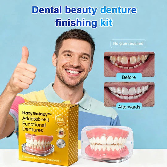 Adaptable Fit Denture Kit – Functional Denture Set with Denture Cleaner, Comfortable Fit, Daily Denture Care Solution