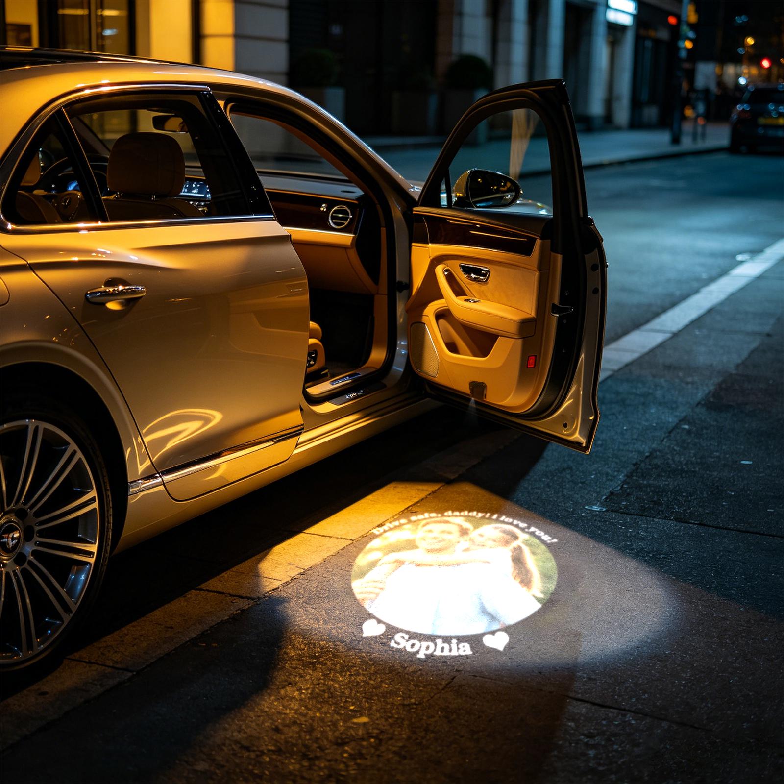 Custom Car Door Projector Lights – Personalized Logo, Photo & Text Welcome Lights
