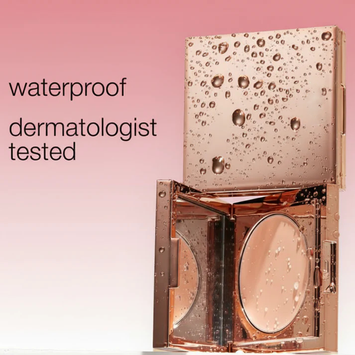 Rose Gold Compact Powder with Mirror, Matte Setting Powder Free Makeup Brush