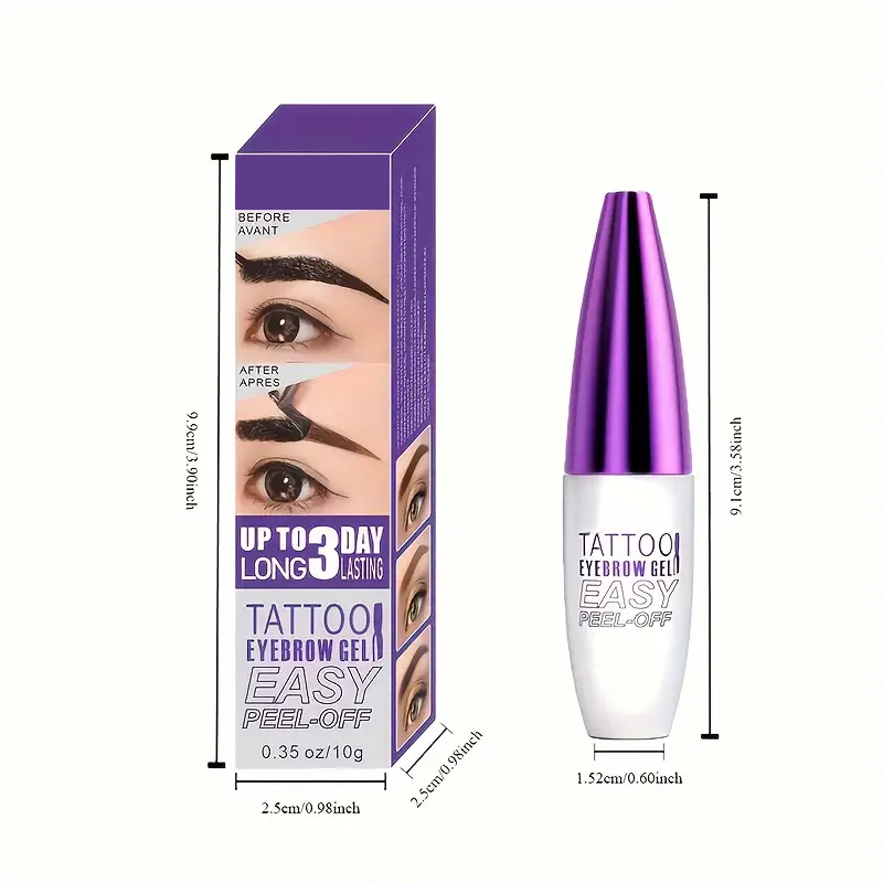 Peel Off Tattoo Eyebrow Gel, Long Lasting Waterproof Brow Makeup