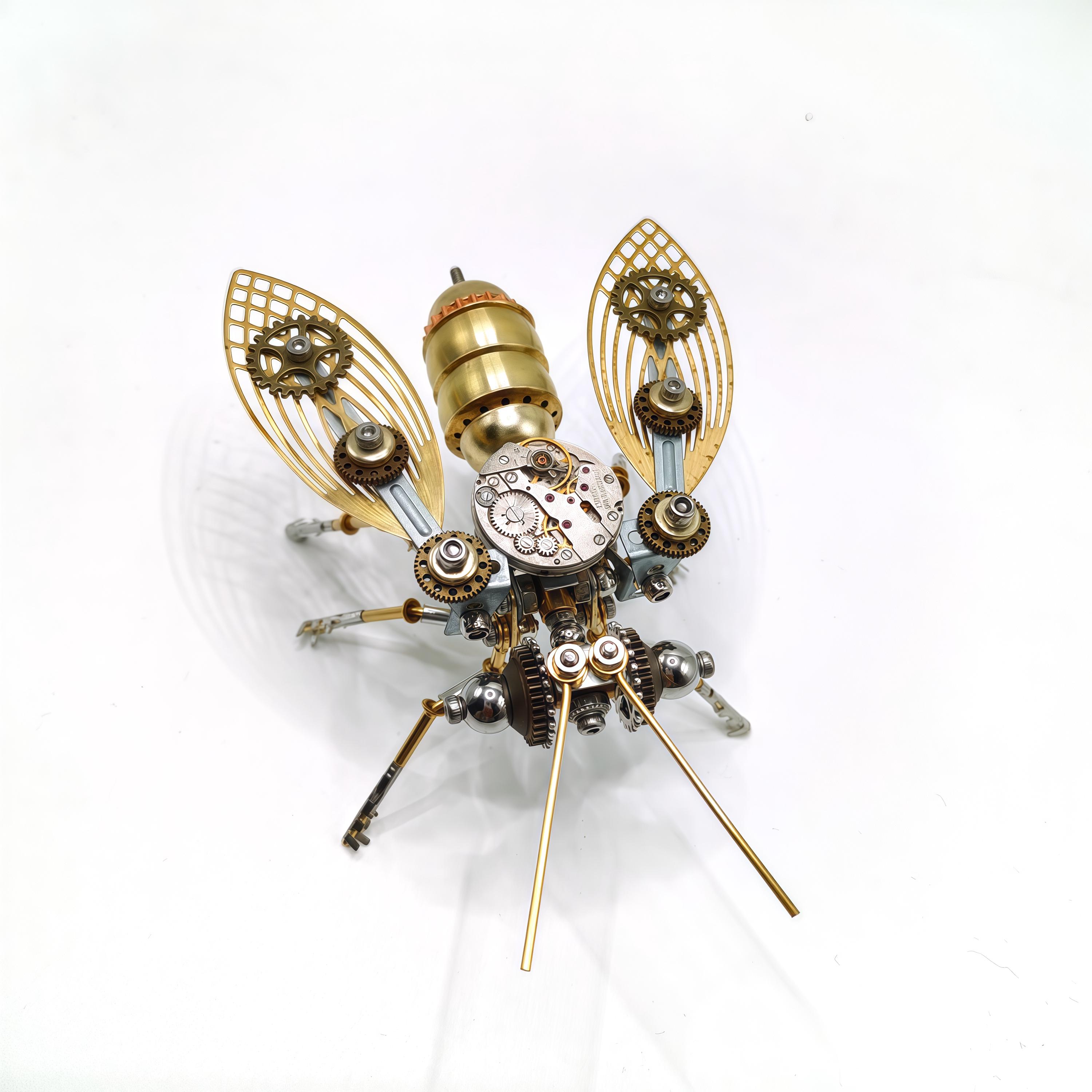 Steampunk Mechanical Cicada Metal Assembly Kit | Handmade Gear Insect Sculpture