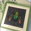Dark Gothic Scarab Beetle Beaded Art DIY Kit – Emerald Insect Bead Embroidery Picture, Framed Wall Hanging Home Decor for Study & Bedroom