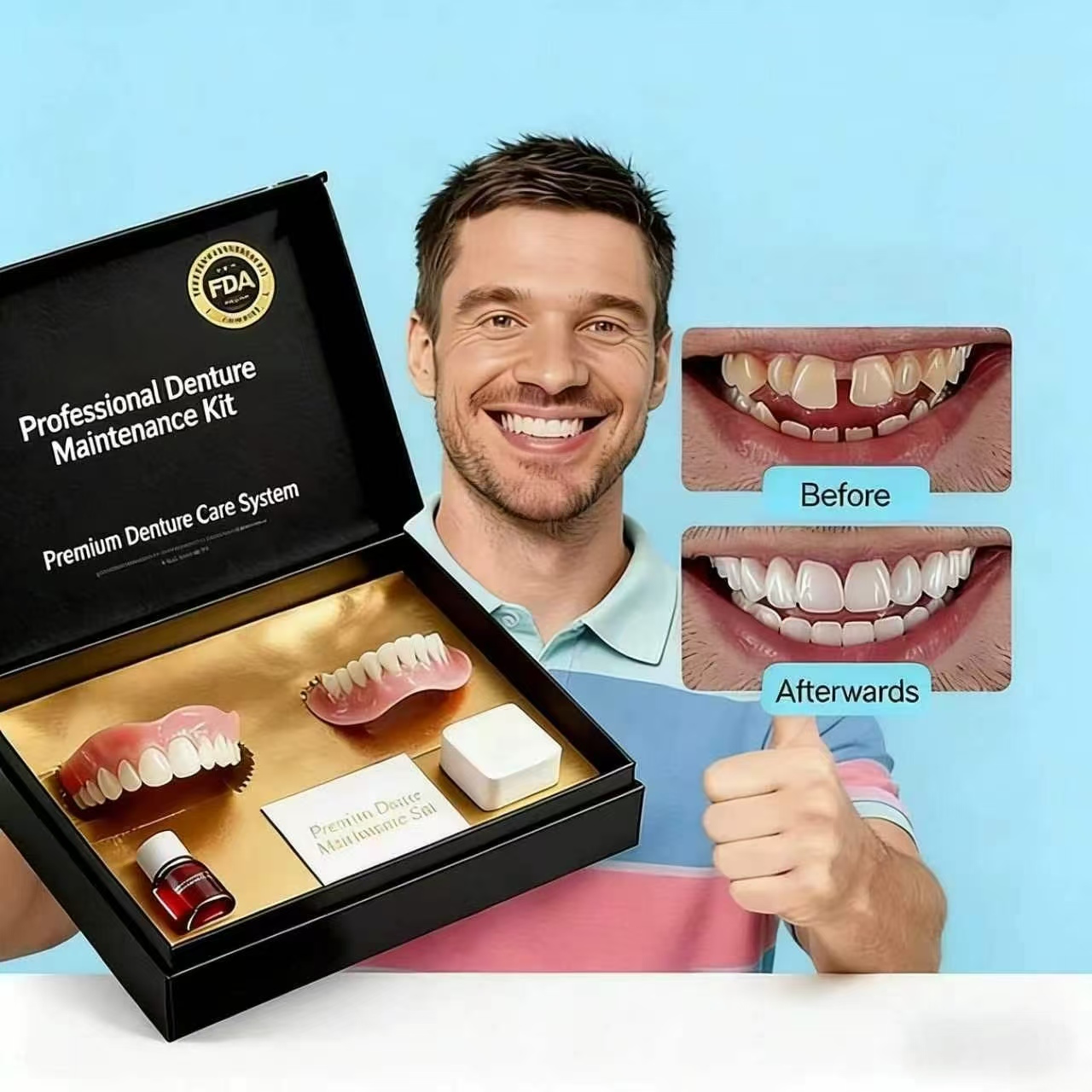 Professional Denture Maintenance Kit – Premium Denture Care Set for Cleaning, Storage & Daily Denture Care