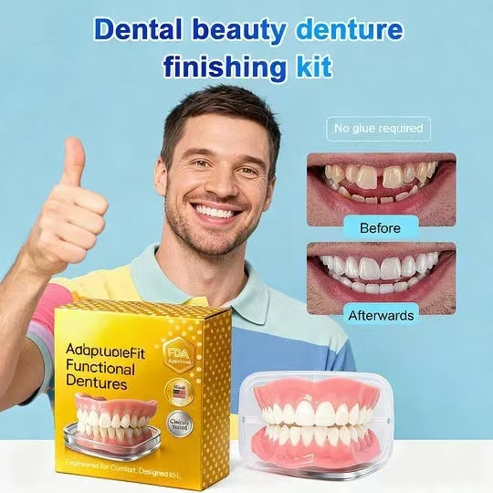 Adaptable Fit Denture Kit – Functional Denture Set with Denture Cleaner, Comfortable Fit, Daily Denture Care Solution