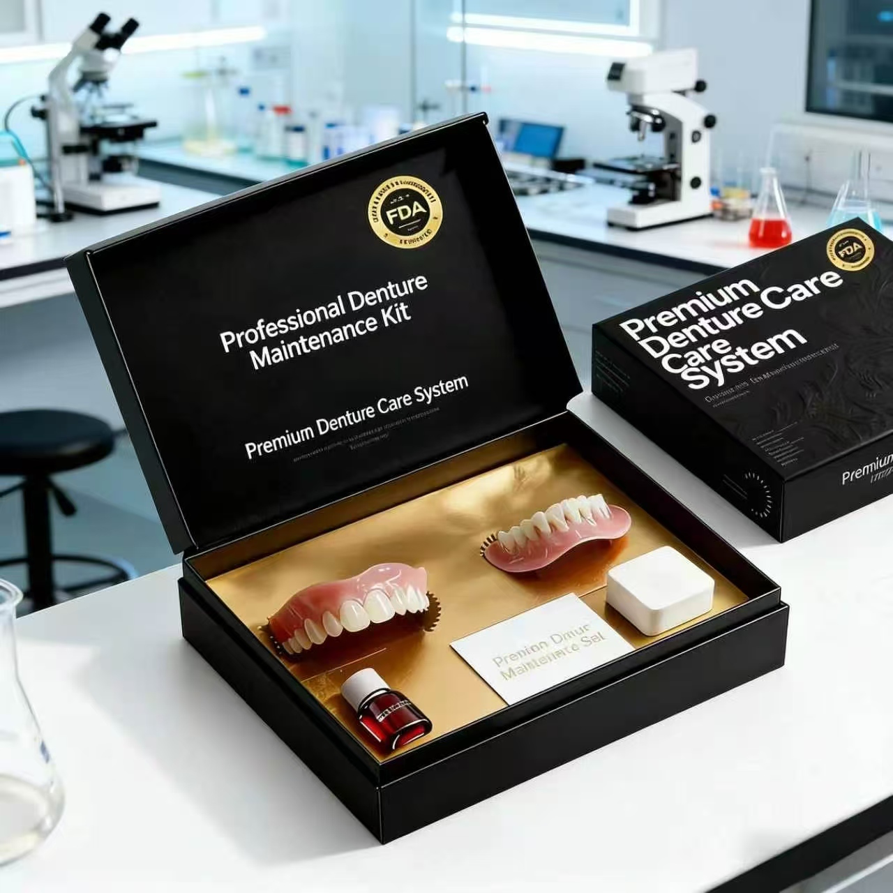 Professional Denture Maintenance Kit – Denture Care System for Daily Cleaning, Storage & Denture Maintenance